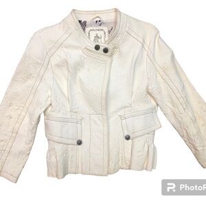 Leather Ivory Moto Style Jacket